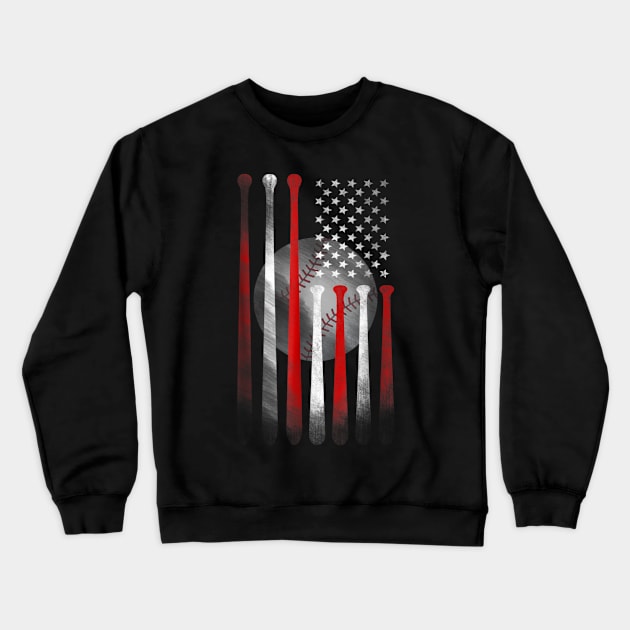 American Flag Vintage Baseball Flag T shirt Dad Mom Tee Crewneck Sweatshirt by Tisine